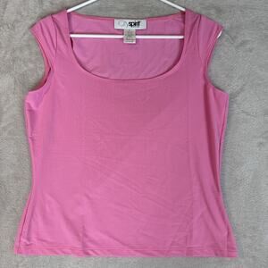 VTG Mean Girls USA Tank Top Women's M Pink Baby Stretch Barbie Preppy 90s Y2K